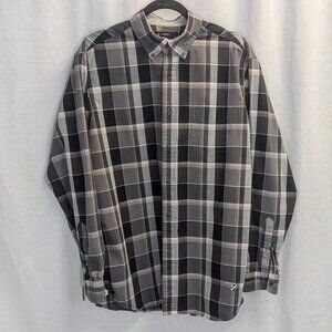Cremieux Collection Size Large Plaid Button Down Gray/Black